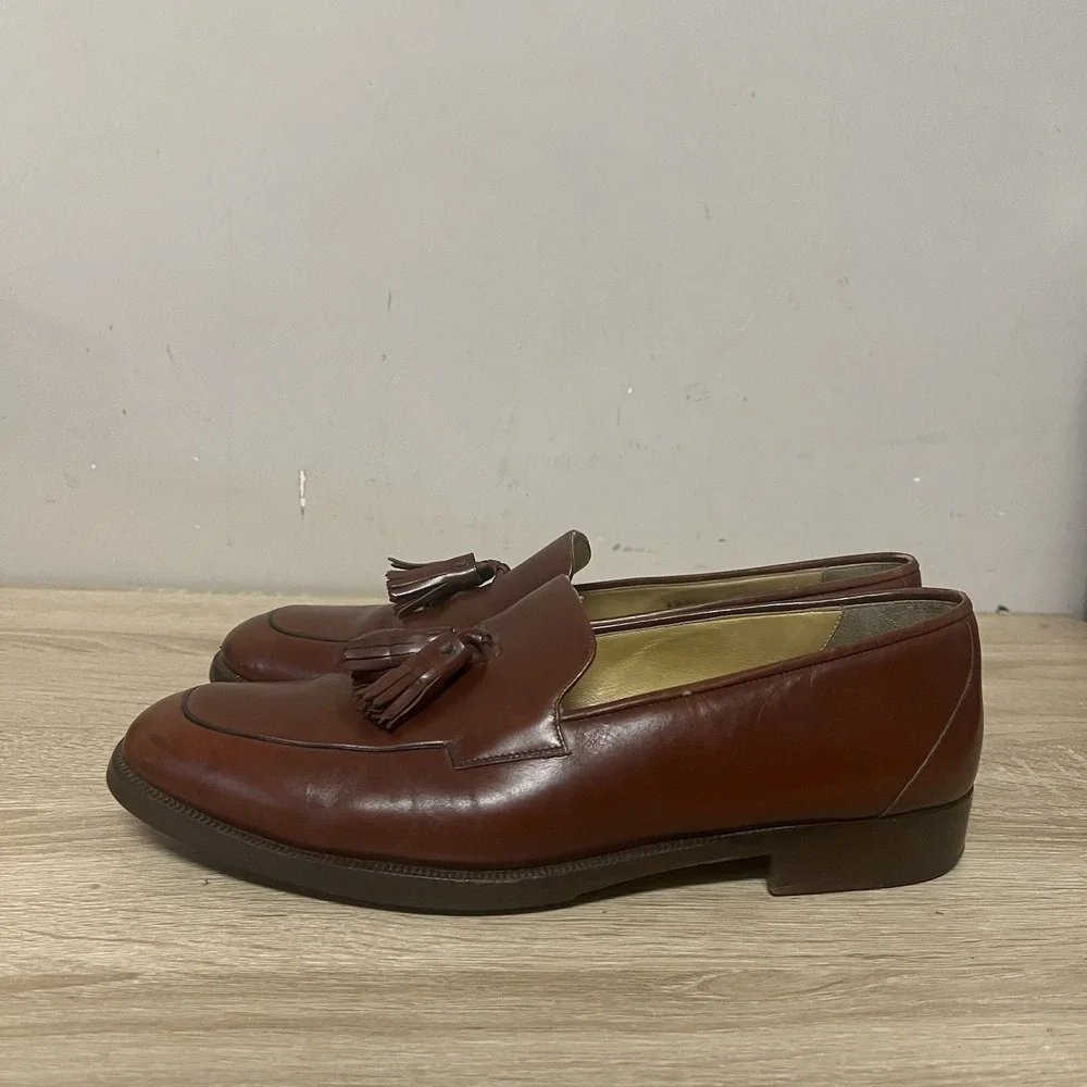 Cole Haan Shoes Mens Size 9.5 M Brown Leather Tassel Loafers Slip On Dress 11508